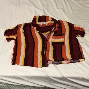 Hollister Striped Oversized Crop Top